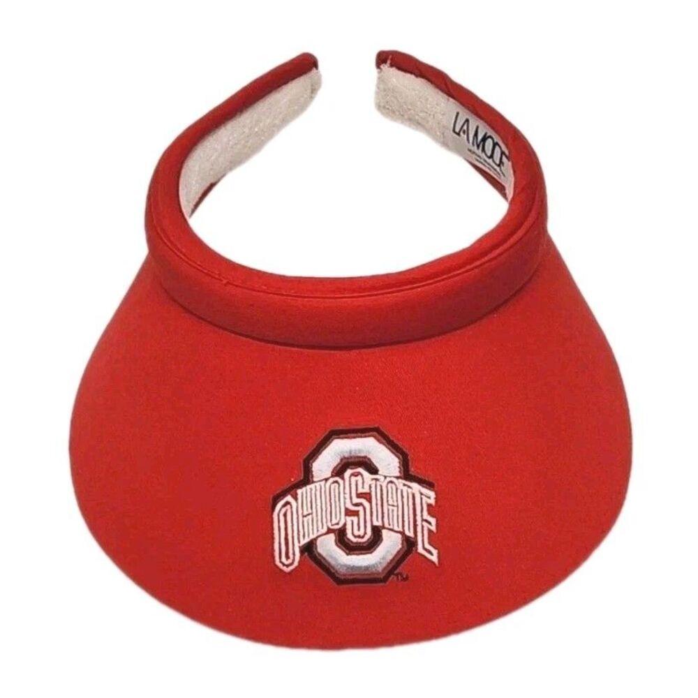Ohio State Buckeyes Visor Hat Red Embroidery OSU NCAA Football La Mode USA Made